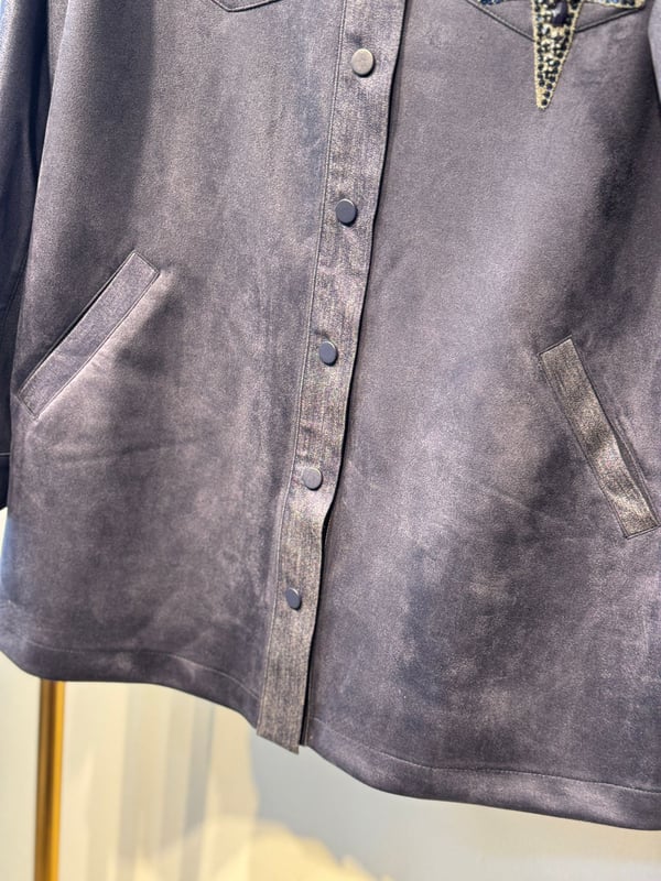NUSS Yıldız Taş İşlemeli Çıtçıtlı Gömlek Tip Denim Kap