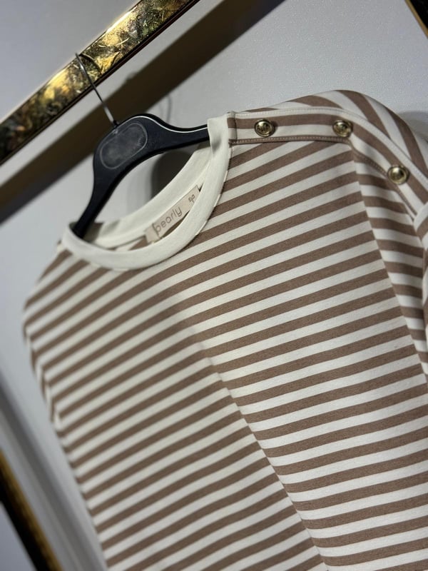 PEARLY Gold Apolet Detaylı Çizgili Basic Tunik