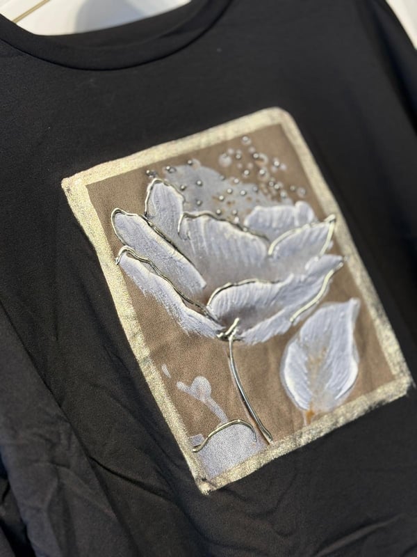 PEARLY Gül Nakış Baskı İşlemeli Rahat Sweat