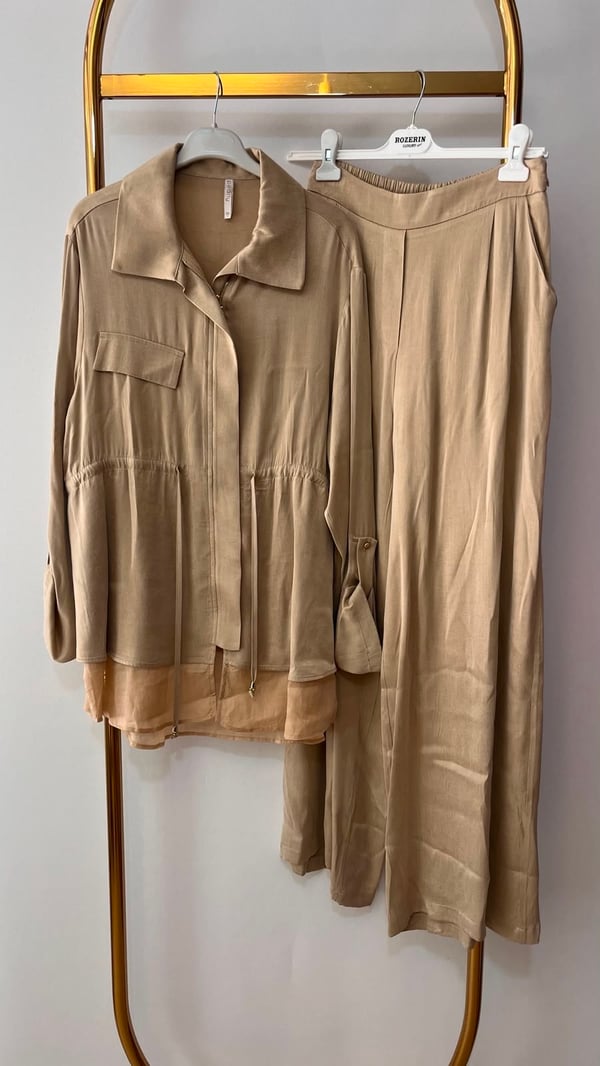 PEARLY İpek Cupra Fermuar Garnili Takım