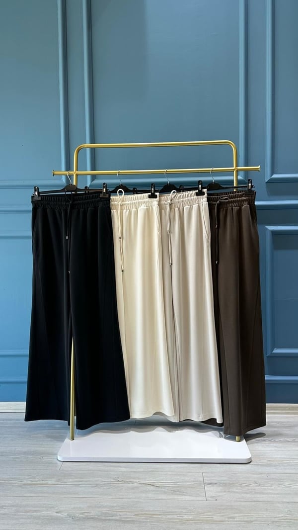SENTEZ Yanı Nervürlü Geniş Paça Bambu Pantolon