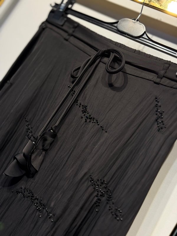Sİ DESİGN my8 3201 Boncuk Payet İşlemeli Belden Bağlamalı Rahat Etek