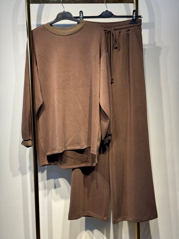 Sİ Design my8 4139-2102 Pırlanta Detaylı Oysho Tunik Pantolon Takım