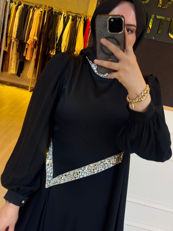 SOLİS Saten Taşlı Abiye