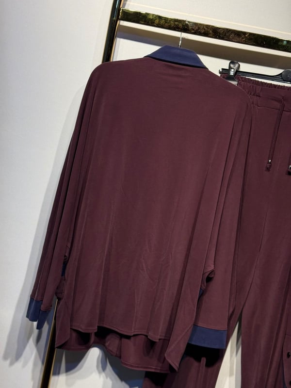 TIĞ TRİKO Kontrast Renk Garnili Metal Çıtçıtlı Tunik Pantolon Takım