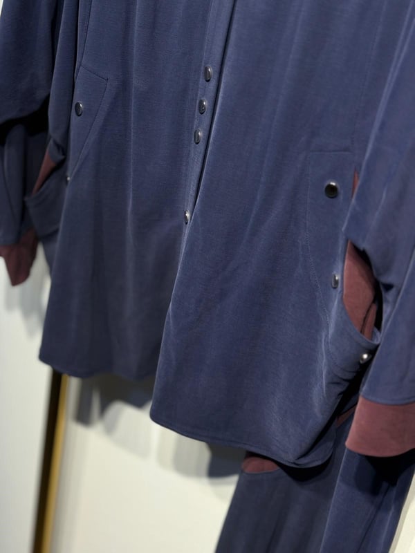 TIĞ TRİKO Kontrast Renk Garnili Metal Çıtçıtlı Tunik Pantolon Takım