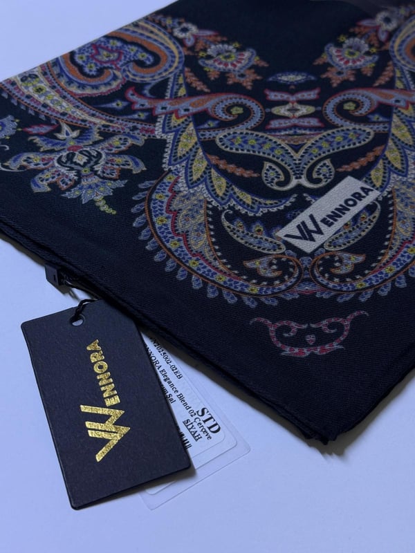 WENNORA Elegance Blend 02 Çerçeve Etnik Desen Tasarım Şal
