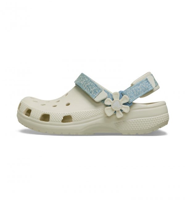 Crocs Clsc Dnm Flwr Adj BackstrapCgK Kırık Beyaz Kız Çocuk Terlik