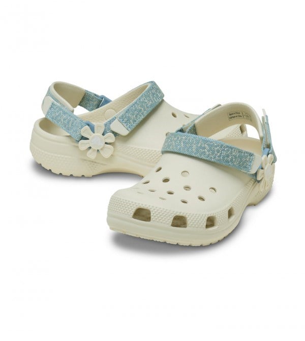 Crocs Clsc Dnm Flwr Adj BackstrapCgK Kırık Beyaz Kız Çocuk Terlik