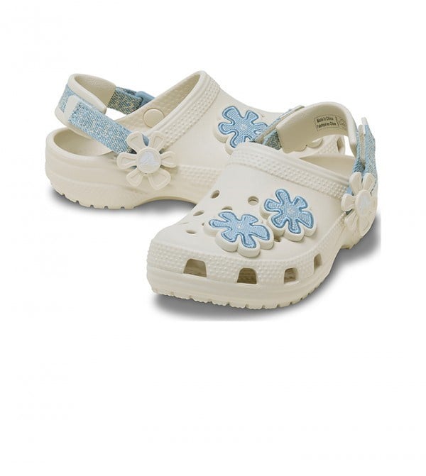 Crocs Clsc Dnm Flwr Adj BackstrapCgT Kırık Beyaz Kız Çocuk Terlik