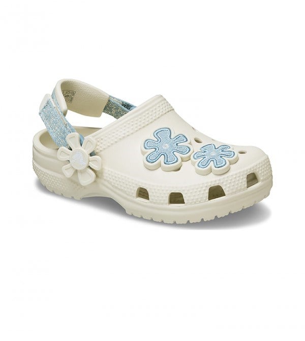 Crocs Clsc Dnm Flwr Adj BackstrapCgT Kırık Beyaz Kız Çocuk Terlik