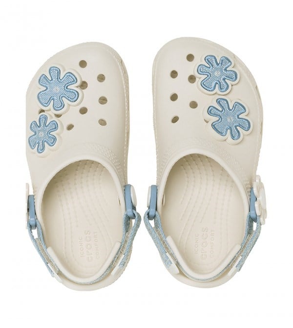 Crocs Clsc Dnm Flwr Adj BackstrapCgT Kırık Beyaz Kız Çocuk Terlik