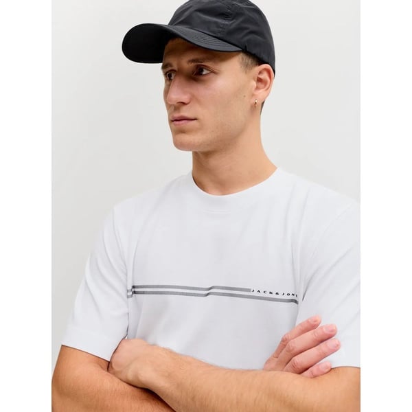Jack&Jones JCOFUSION CHEST BRAND TEE SS CREW NOOS Beyaz Erkek T-Shirt