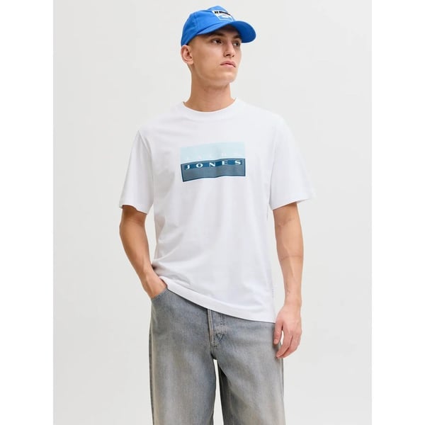 Jack&Jones JCOFUSION DOTS PRINT TEE SS CREW SN Beyaz Erkek T-Shirt
