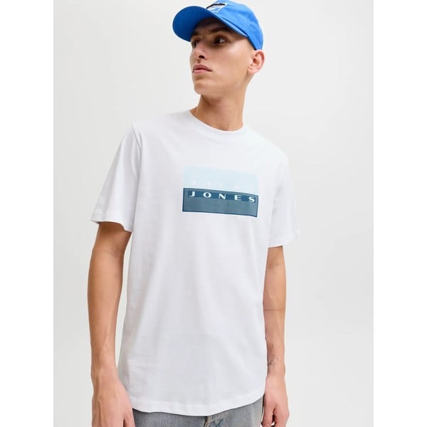 Jack&Jones JCOFUSION DOTS PRINT TEE SS CREW SN Beyaz Erkek T-Shirt