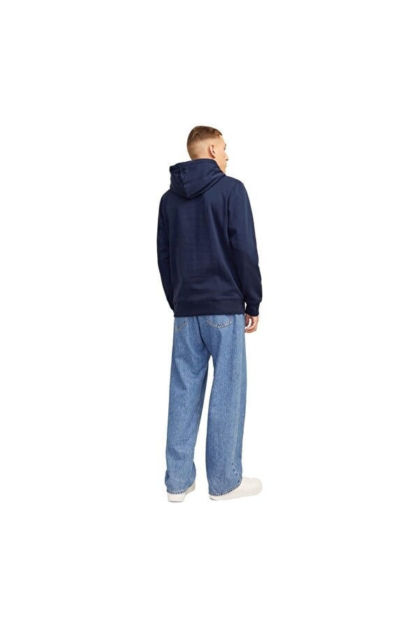Jack&Jones JCOOUTDOOR LOGO SWEAT HOOD SN Lacivert Erkek Sweatshirt