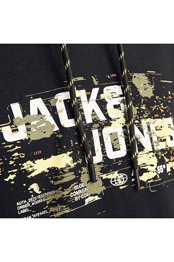 Jack&Jones JCOOUTDOOR LOGO SWEAT HOOD SN Siyah Erkek Sweatshirt