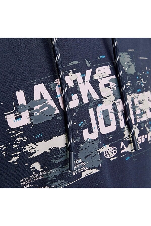 Jack&Jones JCOOUTDOOR LOGO SWEAT HOOD SN Lacivert Erkek Sweatshirt