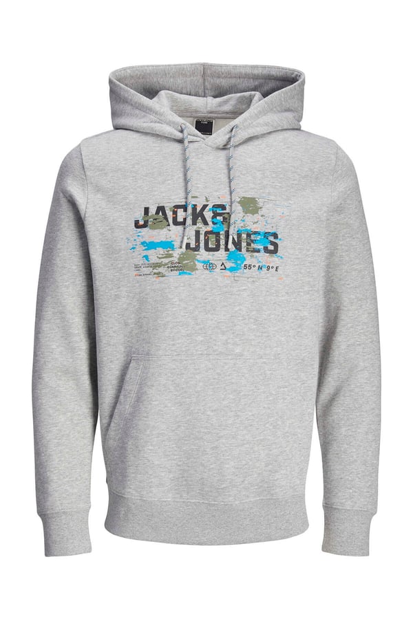 Jack&Jones JCOOUTDOOR LOGO SWEAT HOOD SN Gri Erkek Sweatshirt