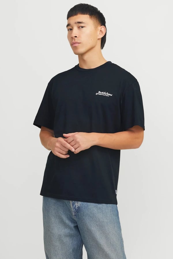 Jack&Jones JJBEAU TEE SS FRONTPRINT CREW NECK LN Siyah Erkek T-Shirt