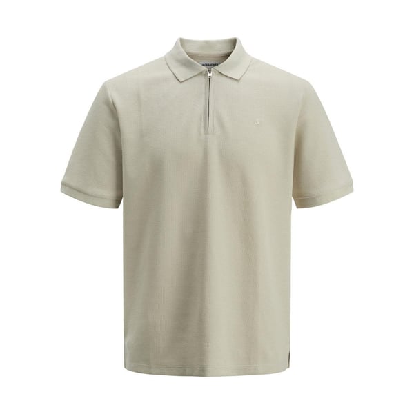 Jack&Jones JJEAUSTIN ZIP POLO SS NOOS Bej Erkek T-Shirt