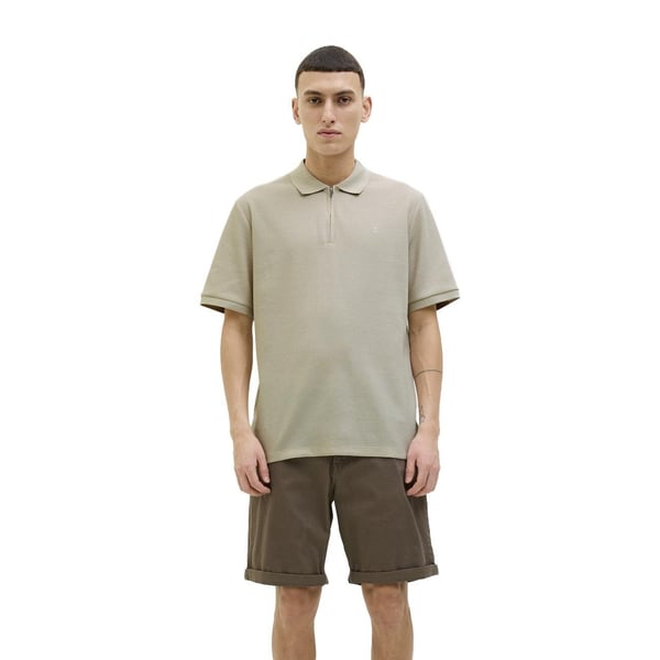 Jack&Jones JJEAUSTIN ZIP POLO SS NOOS Bej Erkek T-Shirt