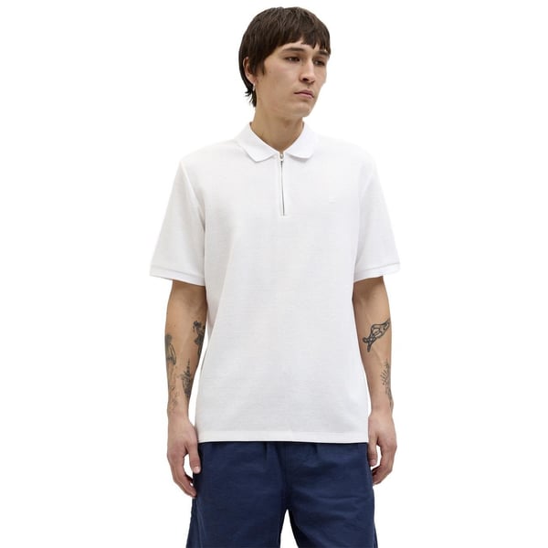 Jack&Jones JJEAUSTIN ZIP POLO SS NOOS Beyaz Erkek T-Shirt
