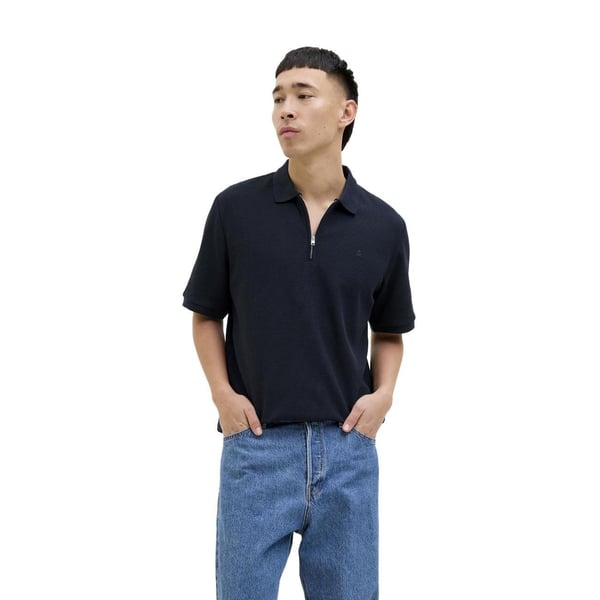 Jack&Jones JJEAUSTIN ZIP POLO SS NOOS Lacivert Erkek T-Shirt