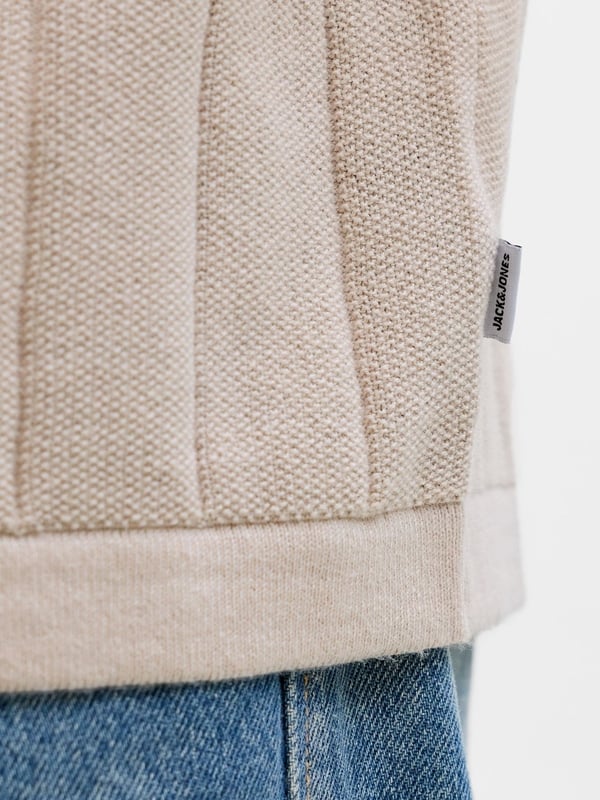 Jack&Jones JJEBRADLEY KNIT TEE SS LN Bej Erkek T-Shirt