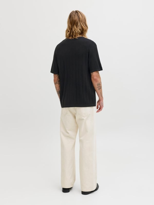 Jack&Jones JJEBRADLEY KNIT TEE SS LN Siyah Erkek T-Shirt