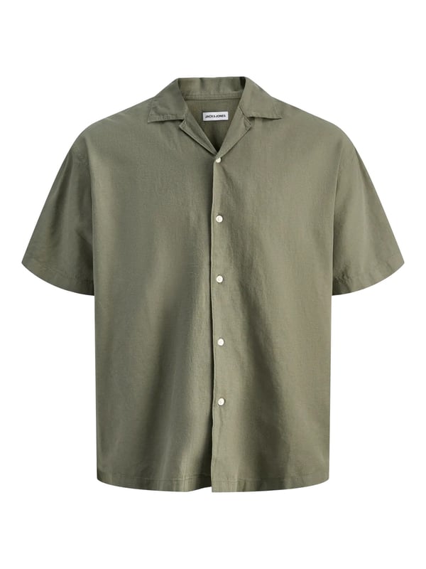 Jack&Jones JJEBREEZE LINEN BLEND RESORT SHIRT SS SN Haki Erkek Gömlek