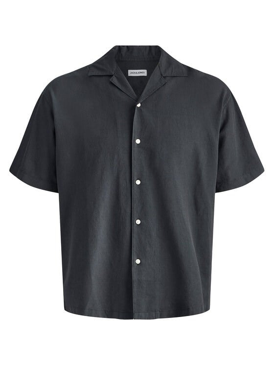 Jack&Jones JJEBREEZE LINEN BLEND RESORT SHIRT SS SN Siyah Erkek Gömlek