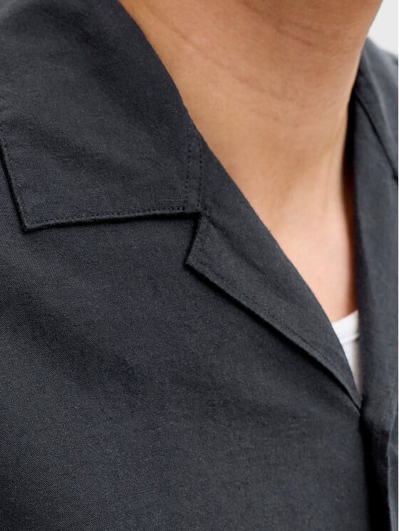 Jack&Jones JJEBREEZE LINEN BLEND RESORT SHIRT SS SN Siyah Erkek Gömlek