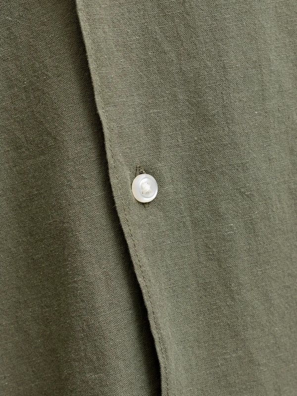 Jack&Jones JJEBREEZE LINEN BLEND RESORT SHIRT SS SN Haki Erkek Gömlek