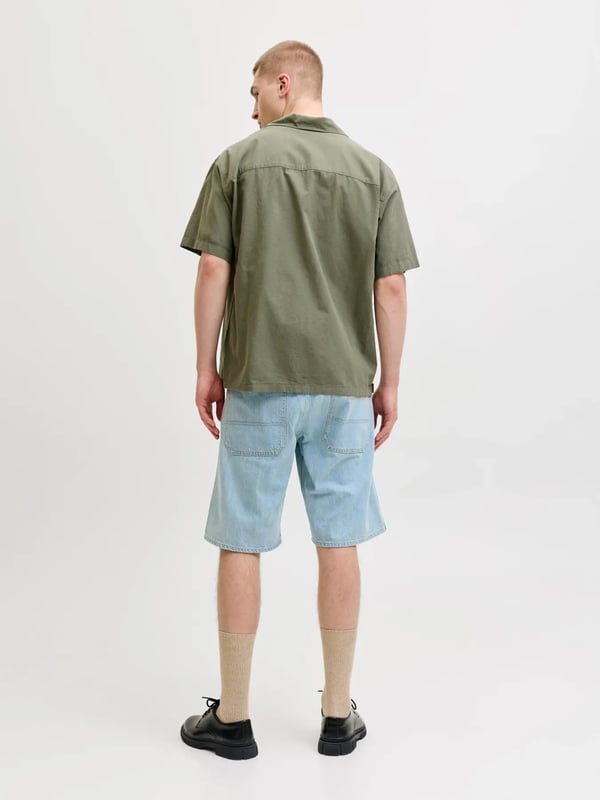 Jack&Jones JJEBREEZE LINEN BLEND RESORT SHIRT SS SN Haki Erkek Gömlek