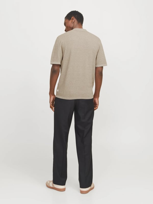Jack&Jones JJEGEORGE KNIT POLO SS SN Bej Erkek T-Shirt