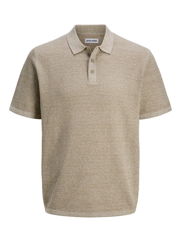 Jack&Jones JJEGEORGE KNIT POLO SS SN Bej Erkek T-Shirt