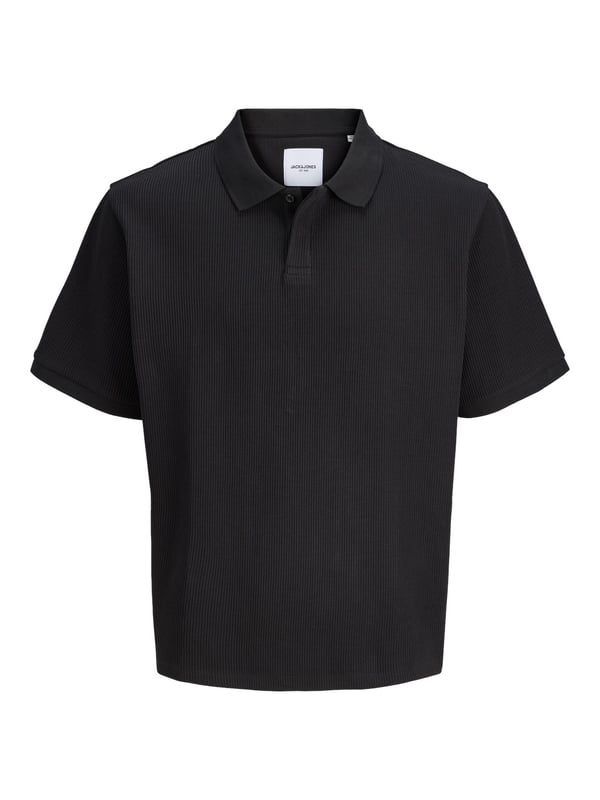 Jack&Jones JJEHARRISON STRUCTURE POLO SS LN Siyah Erkek T-Shirt