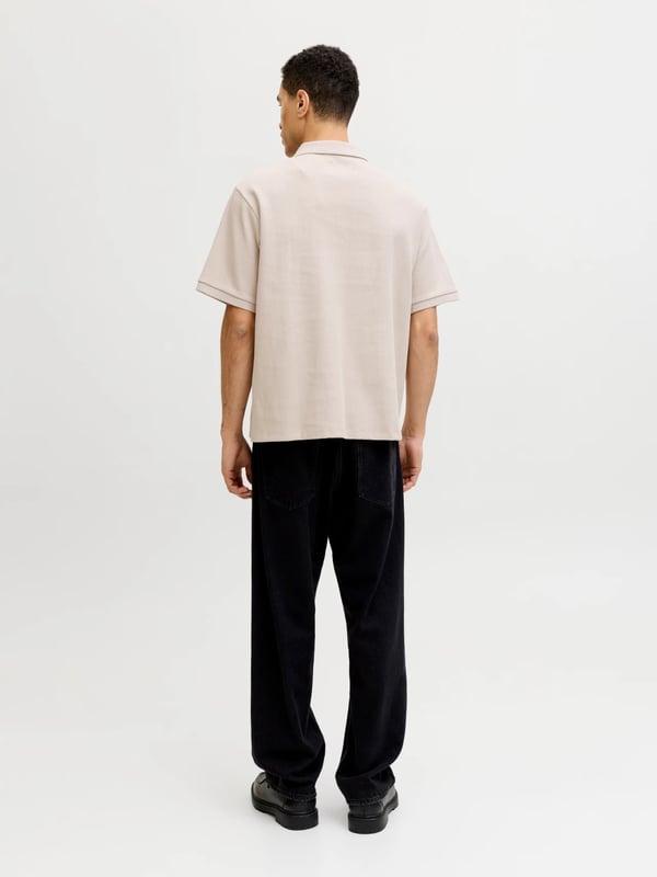 Jack&Jones JJEHARRISON STRUCTURE POLO SS LN Bej Erkek T-Shirt