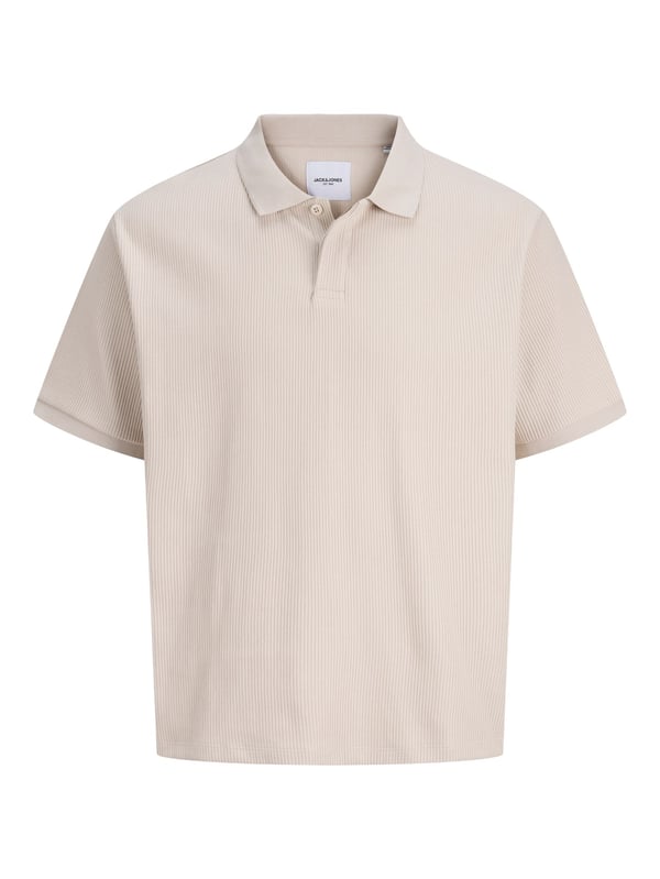 Jack&Jones JJEHARRISON STRUCTURE POLO SS LN Bej Erkek T-Shirt