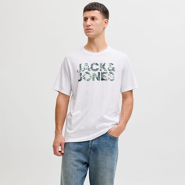 Jack&Jones JJEJEFF LOGO TEE SS SN Beyaz Erkek T-Shirt