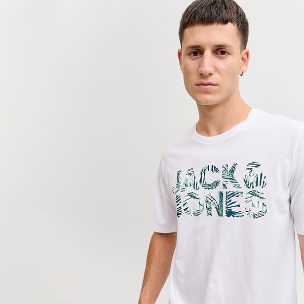 Jack&Jones JJEJEFF LOGO TEE SS SN Beyaz Erkek T-Shirt