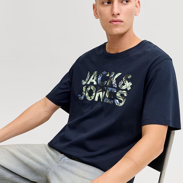 Jack&Jones JJEJEFF LOGO TEE SS SN Lacivert Erkek T-Shirt