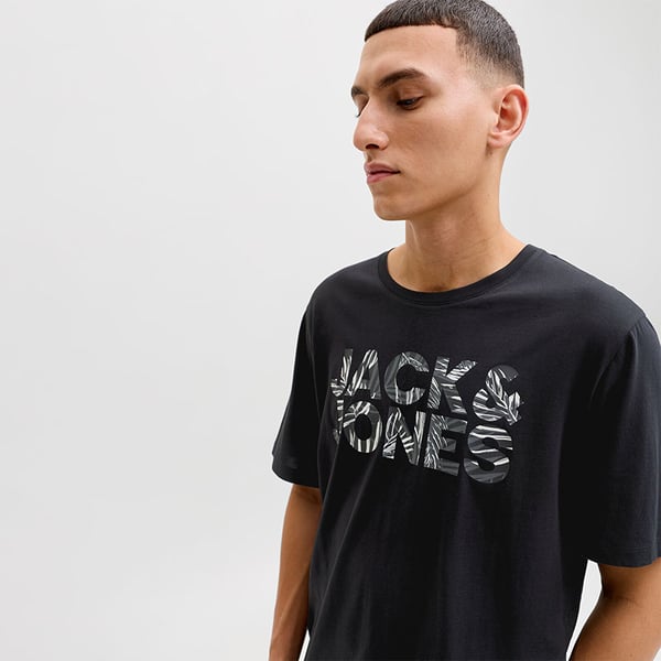 Jack&Jones JJEJEFF LOGO TEE SS SN Siyah Erkek T-Shirt