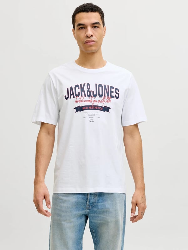 Jack&Jones JJELOGO TEE SS O-NECK 2 COL SS26 SN Beyaz Erkek T-Shirt