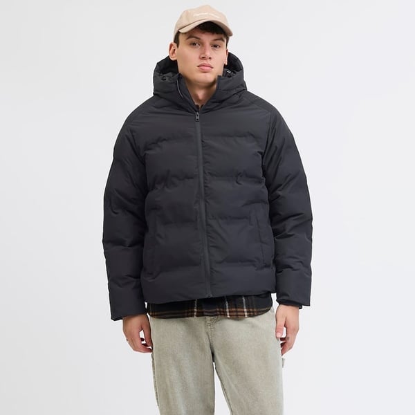 Jack&Jones JJESOHO PUFFER HOOD SN Siyah Erkek Mont