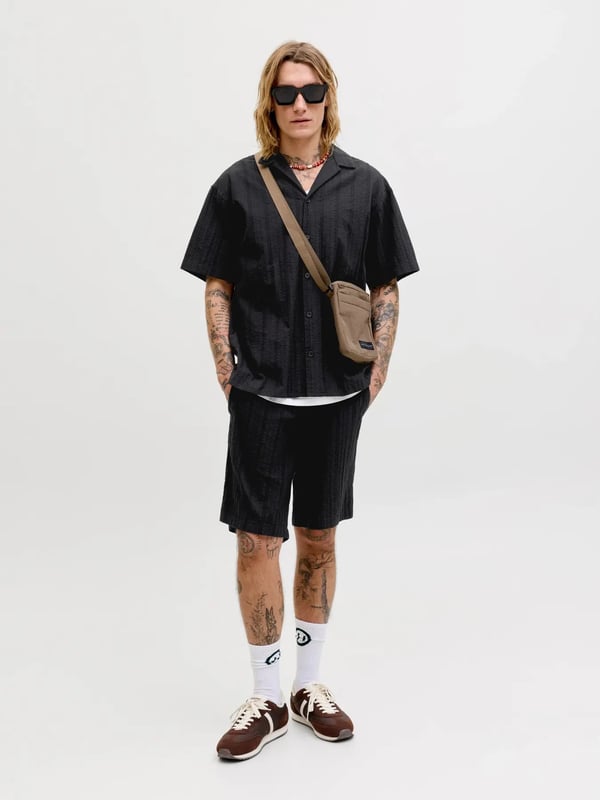 Jack&Jones JJETYSON RESORT SHIRT SS SN Siyah Erkek Gömlek