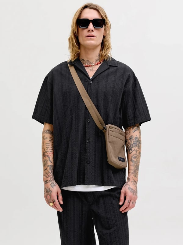 Jack&Jones JJETYSON RESORT SHIRT SS SN Siyah Erkek Gömlek
