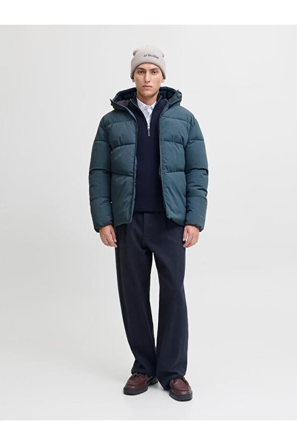 Jack&Jones JJGLOBAL PUFFER JACKET Petrol Erkek Mont