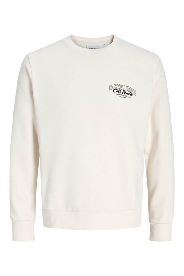 Jack&Jones JJMAKOTO SWEAT CREW NECK Kırık Beyaz Erkek Sweatshirt